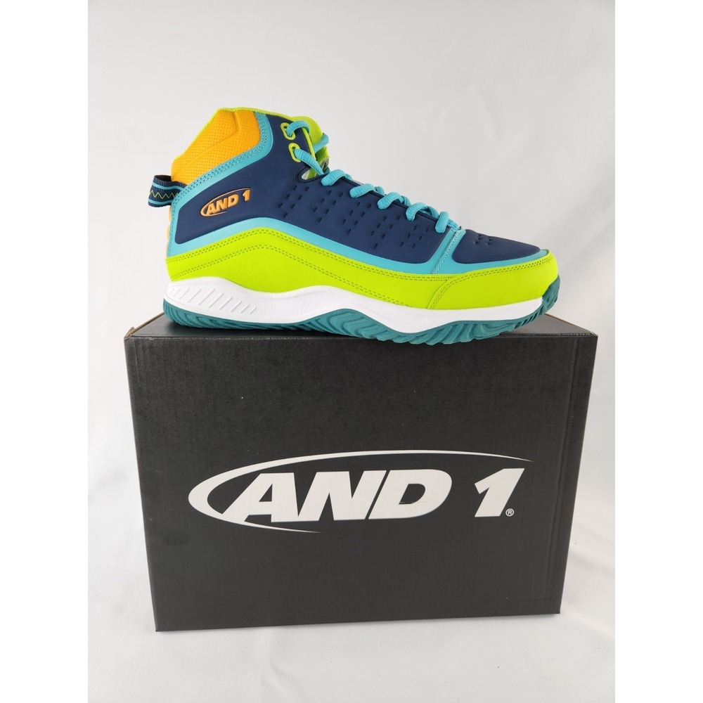 NEW And 1 Mens Sneakers Pulse 2.0 TPR Neon Green Blue Teal Basketball Shoes And1
